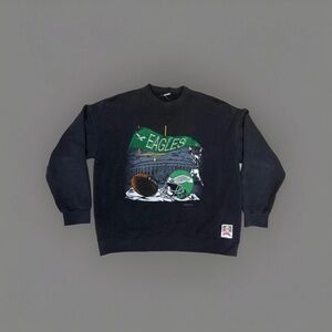 NUTMEG MILLS VTG 93’ Phila EAGLES NFL Crewneck Sweatshirt Vet Stad Embroidery